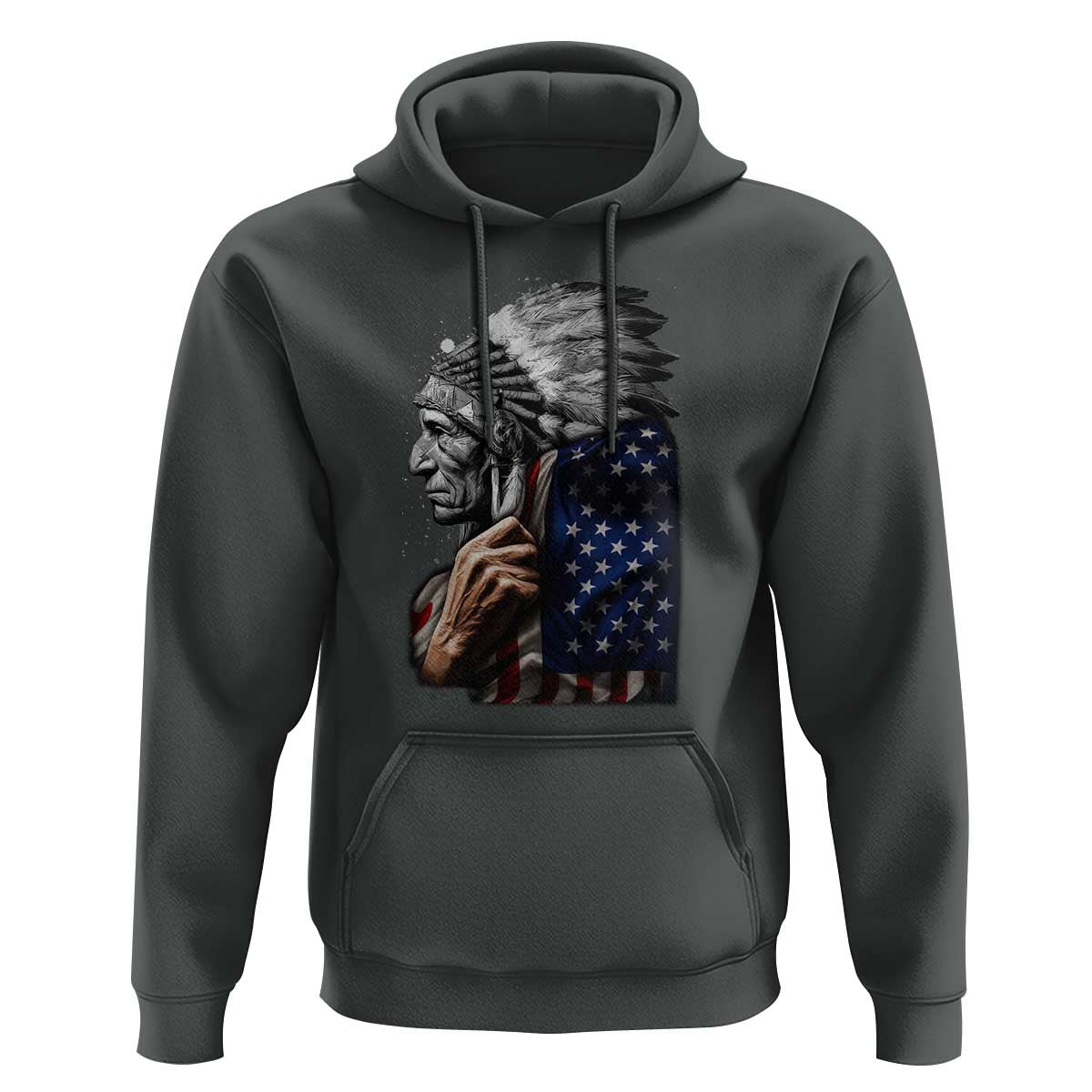 Indian Chief Native American USA Flag Hoodie - Wonder Print Shop