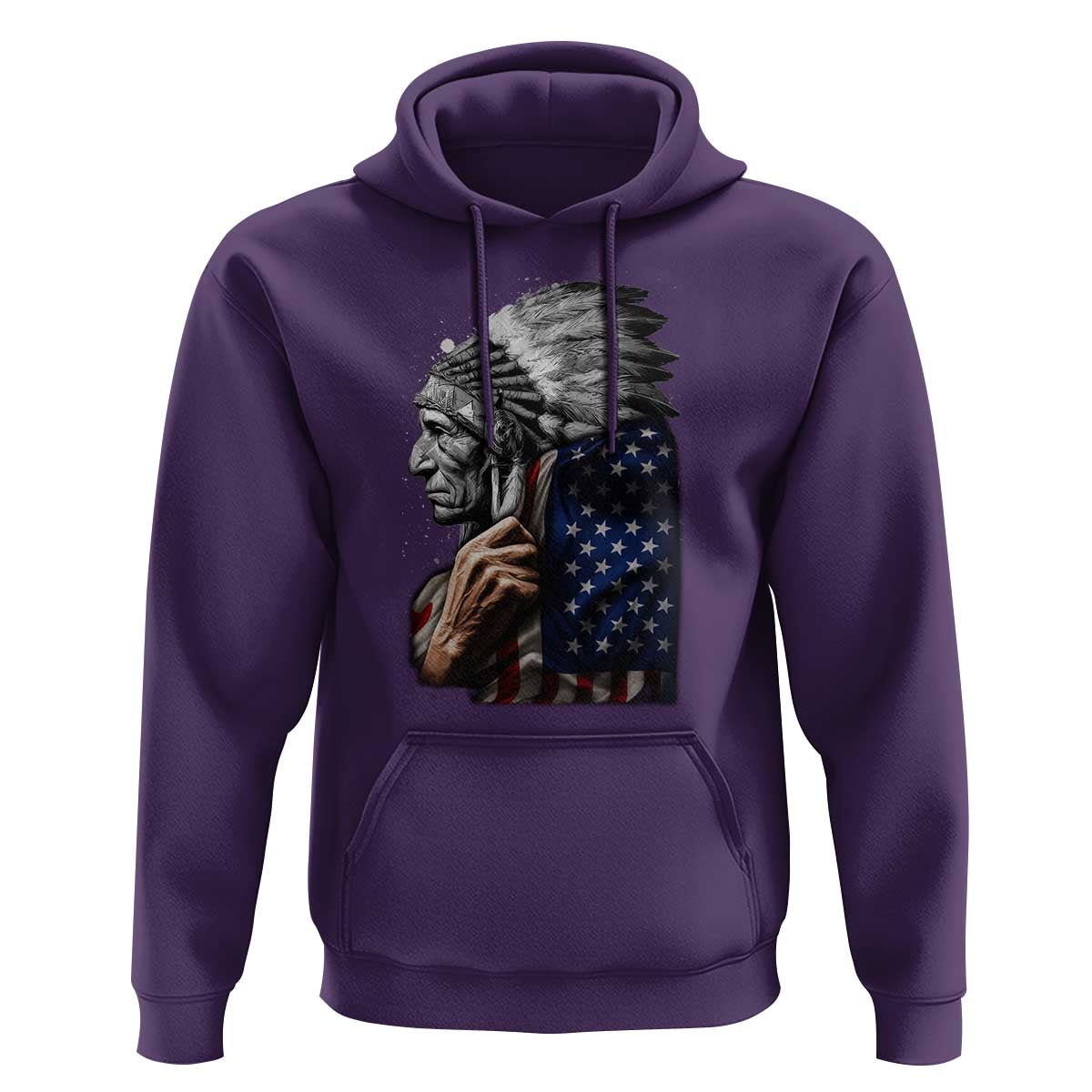 Indian Chief Native American USA Flag Hoodie - Wonder Print Shop