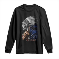 Indian Chief Native American USA Flag Long Sleeve Shirt - Wonder Print Shop