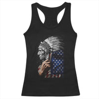 Indian Chief Native American USA Flag Racerback Tank Top - Wonder Print Shop