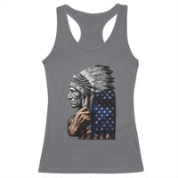 Indian Chief Native American USA Flag Racerback Tank Top - Wonder Print Shop