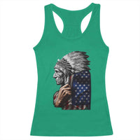Indian Chief Native American USA Flag Racerback Tank Top - Wonder Print Shop