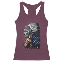 Indian Chief Native American USA Flag Racerback Tank Top - Wonder Print Shop