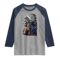 Indian Chief Native American USA Flag Raglan Shirt - Wonder Print Shop