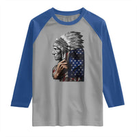 Indian Chief Native American USA Flag Raglan Shirt - Wonder Print Shop