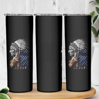 Indian Chief Native American USA Flag Skinny Tumbler