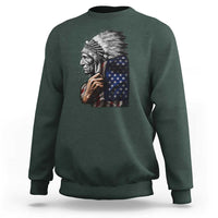 Indian Chief Native American USA Flag Sweatshirt - Wonder Print Shop