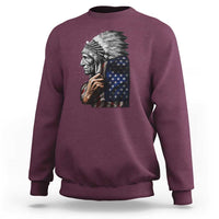 Indian Chief Native American USA Flag Sweatshirt - Wonder Print Shop