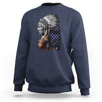 Indian Chief Native American USA Flag Sweatshirt - Wonder Print Shop