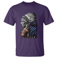 Indian Chief Native American USA Flag T Shirt - Wonder Print Shop