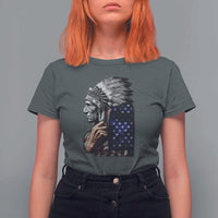 Indian Chief Native American USA Flag T Shirt For Women - Wonder Print Shop