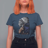 Indian Chief Native American USA Flag T Shirt For Women - Wonder Print Shop