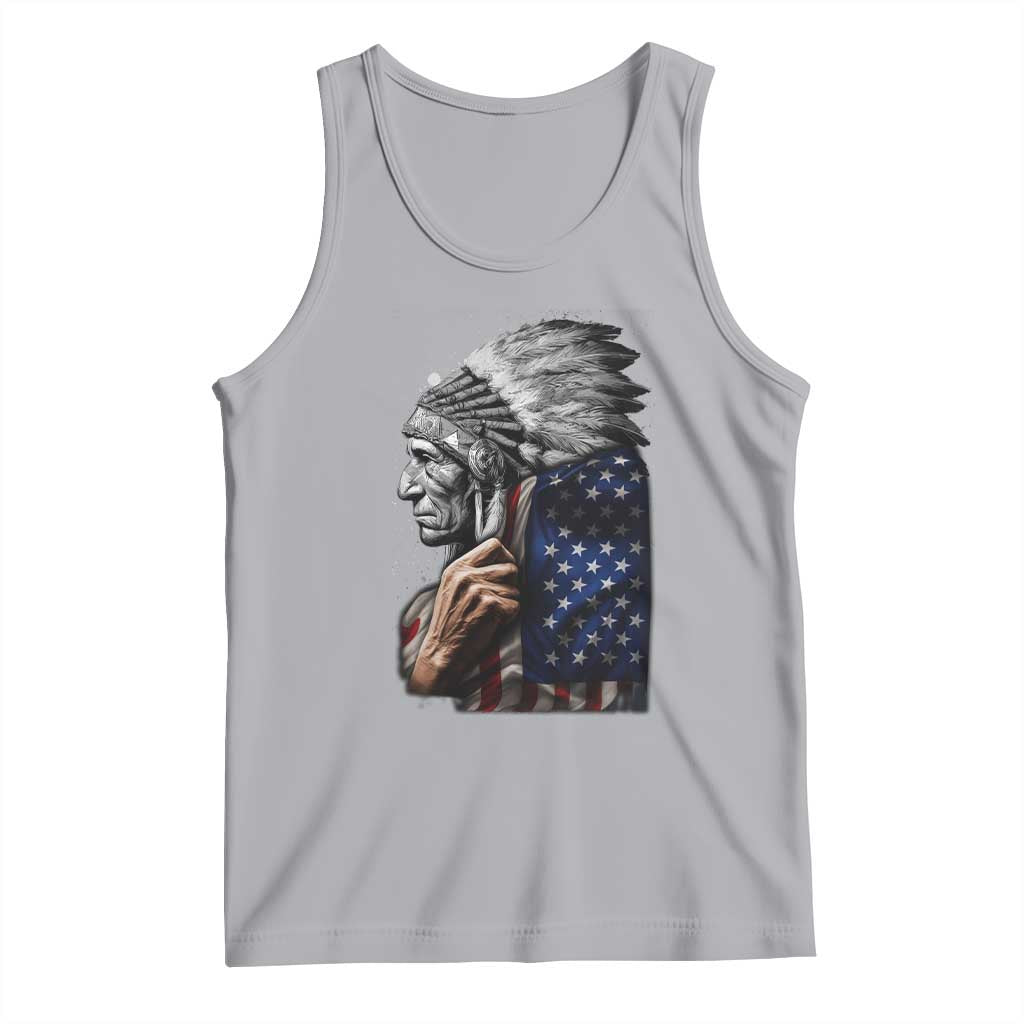 Indian Chief Native American USA Flag Tank Top - Wonder Print Shop