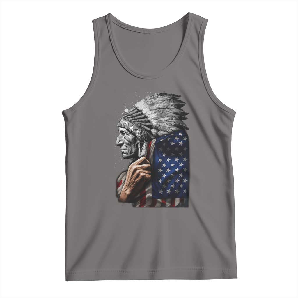 Indian Chief Native American USA Flag Tank Top - Wonder Print Shop