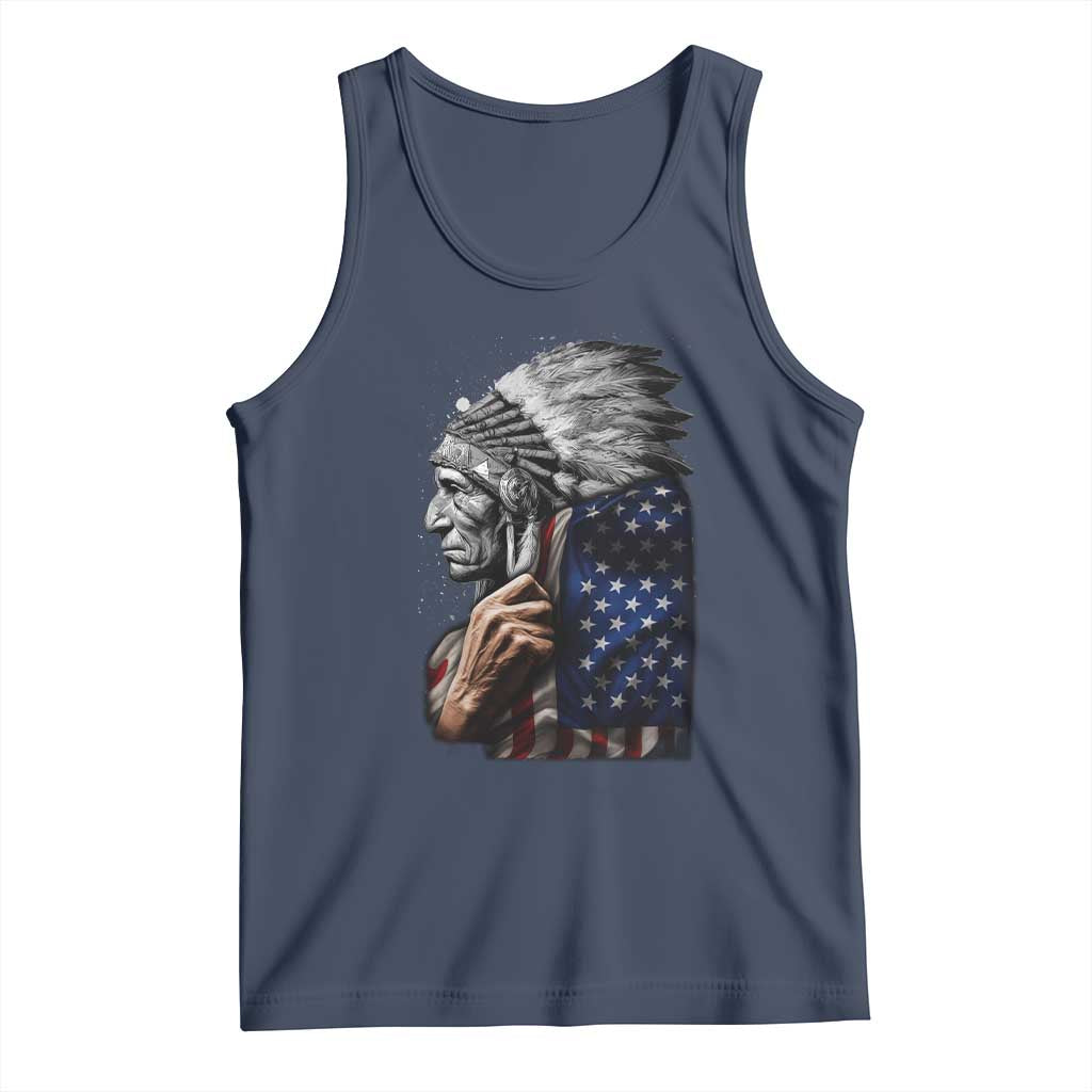 Indian Chief Native American USA Flag Tank Top - Wonder Print Shop