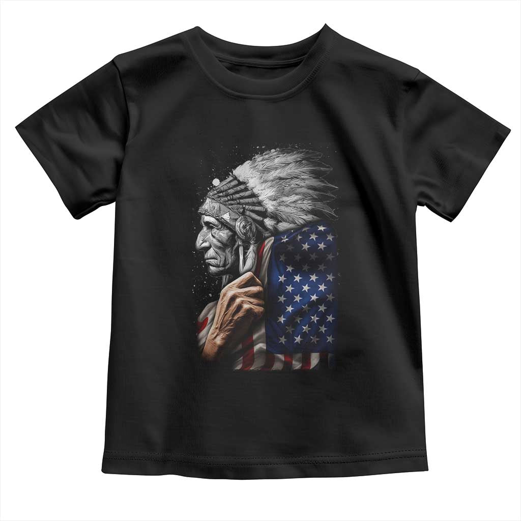 Indian Chief Native American USA Flag Toddler T Shirt - Wonder Print Shop