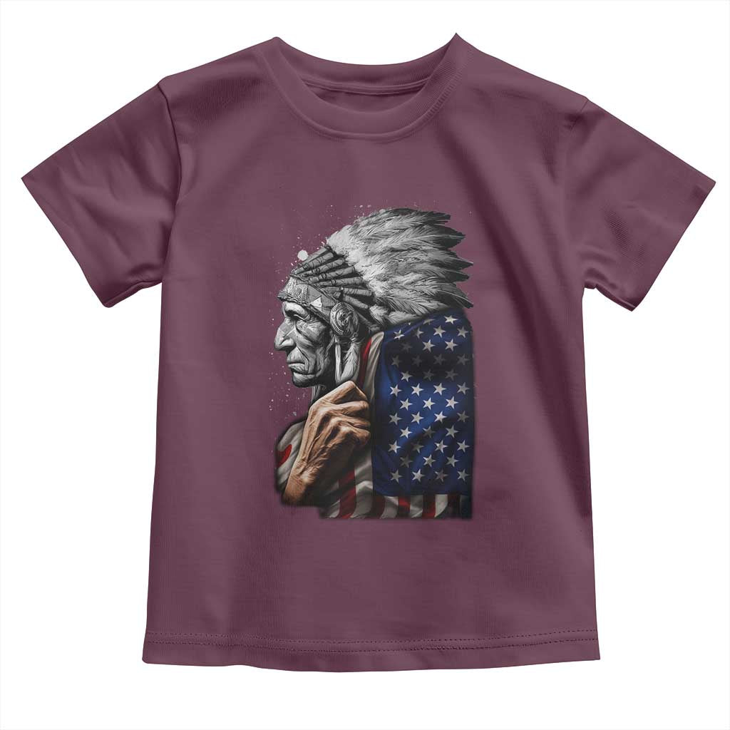Indian Chief Native American USA Flag Toddler T Shirt - Wonder Print Shop
