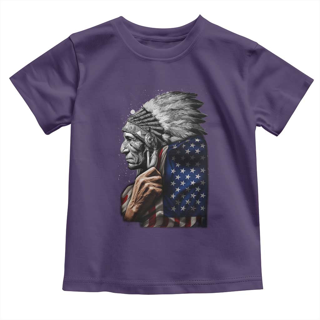 Indian Chief Native American USA Flag Toddler T Shirt - Wonder Print Shop