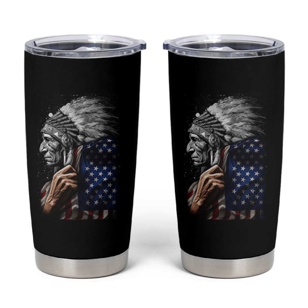 Indian Chief Native American USA Flag Tumbler Cup