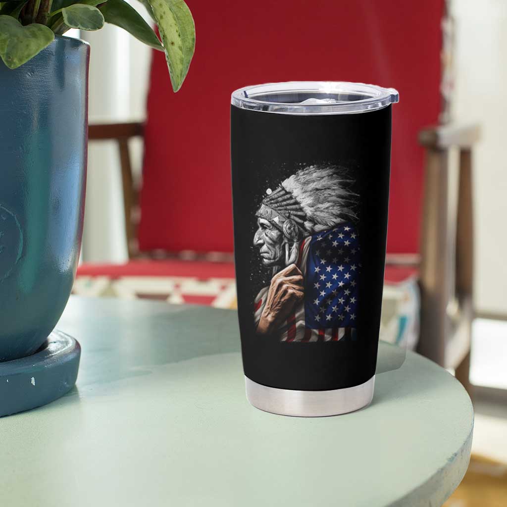 Indian Chief Native American USA Flag Tumbler Cup