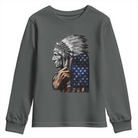 Indian Chief Native American USA Flag Youth Sweatshirt - Wonder Print Shop