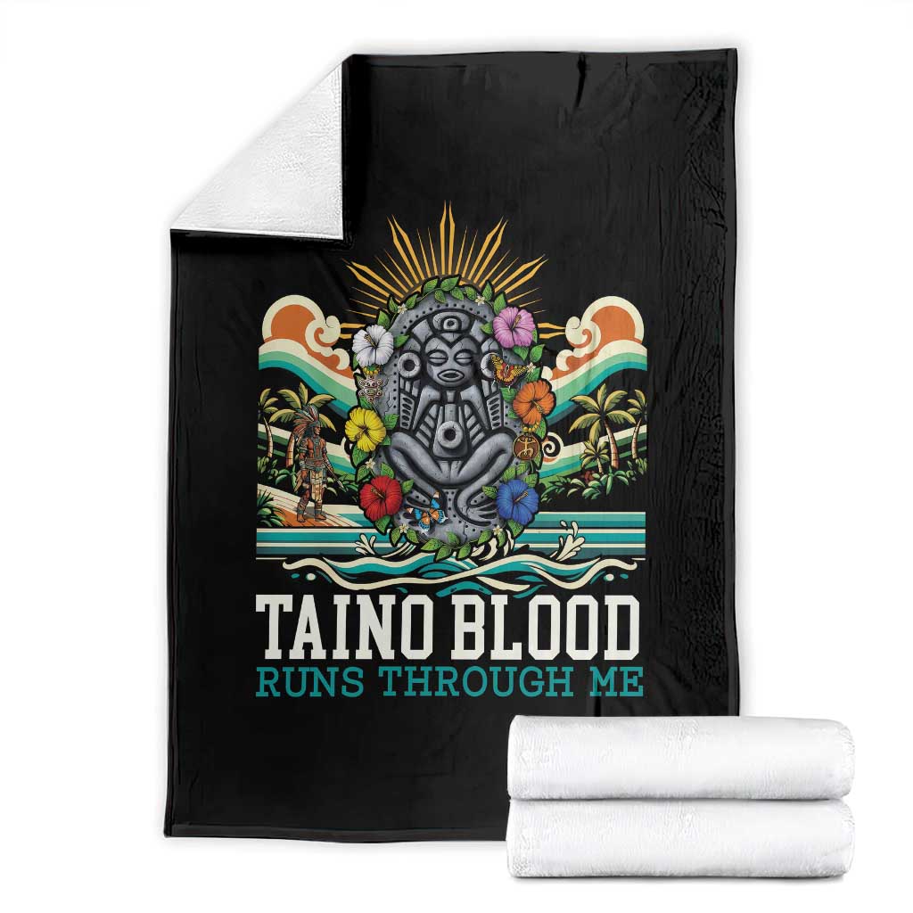 Indigenous Taino Warrior Puerto Rico Carribbean Culture Throw Blanket Taino Blood Runs Through Me - Wonder Print Shop