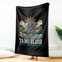 Indigenous Taino Warrior Puerto Rico Carribbean Culture Throw Blanket Taino Blood Runs Through Me - Wonder Print Shop