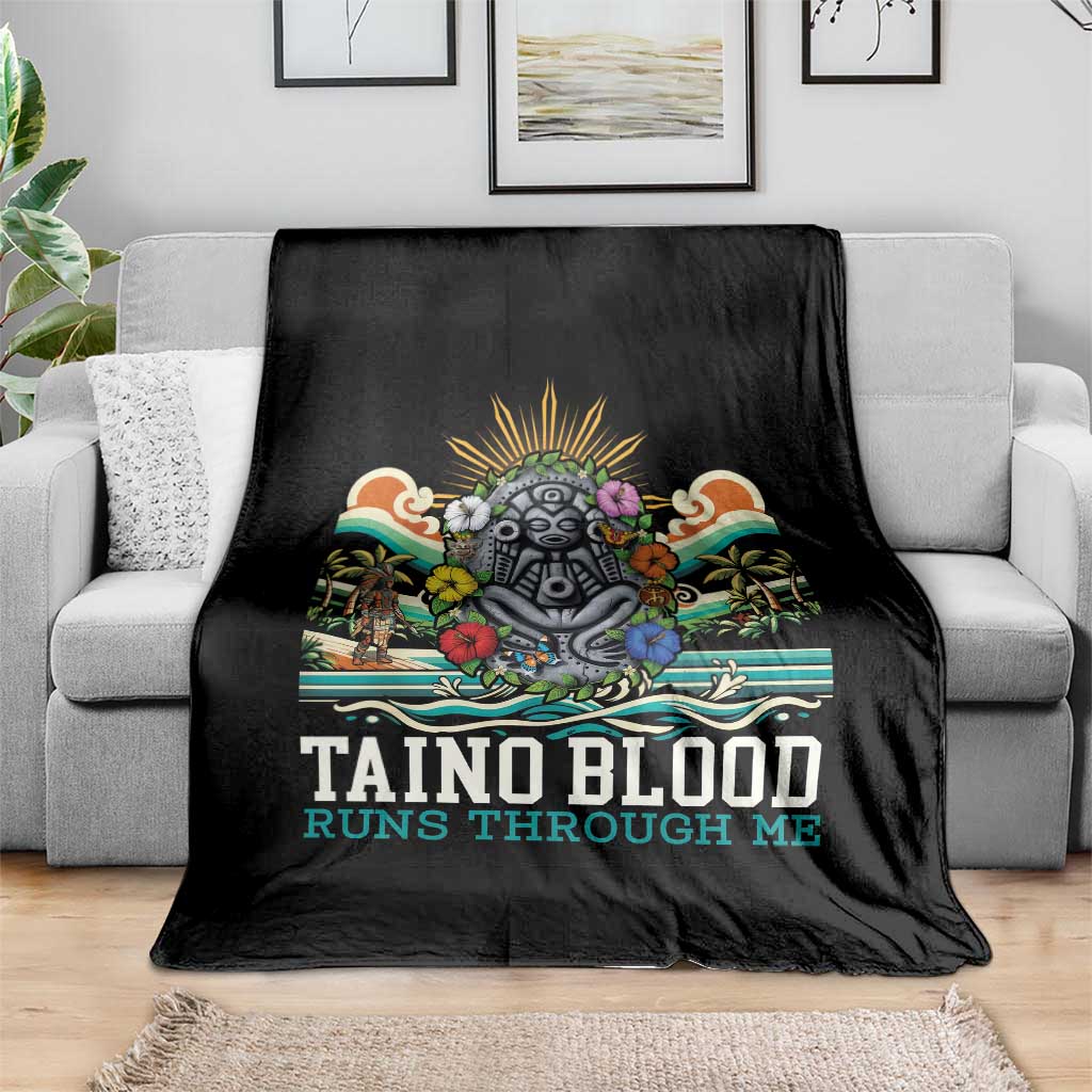 Indigenous Taino Warrior Puerto Rico Carribbean Culture Throw Blanket Taino Blood Runs Through Me - Wonder Print Shop