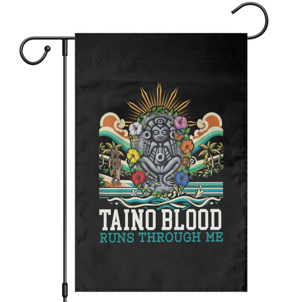 Indigenous Taino Warrior Puerto Rico Carribbean Culture Garden Flag Taino Blood Runs Through Me - Wonder Print Shop