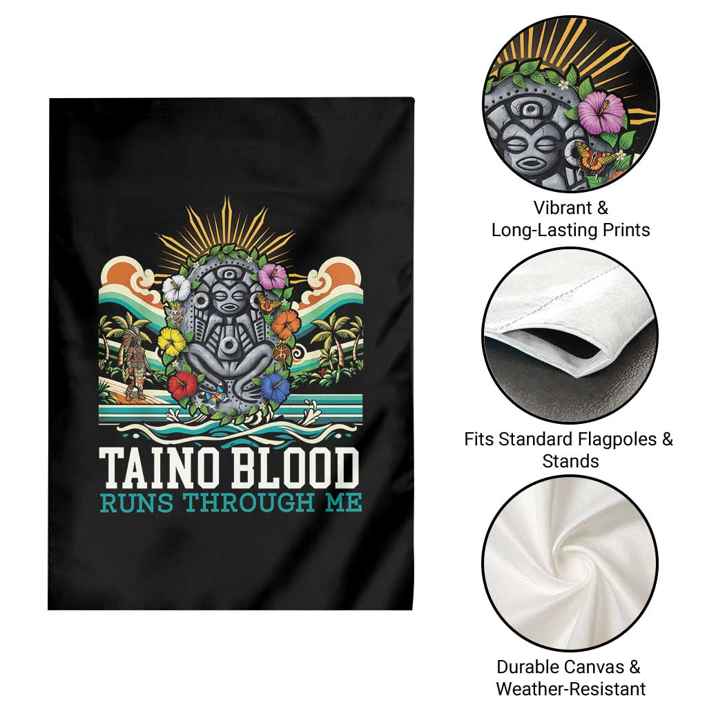 Indigenous Taino Warrior Puerto Rico Carribbean Culture Garden Flag Taino Blood Runs Through Me - Wonder Print Shop