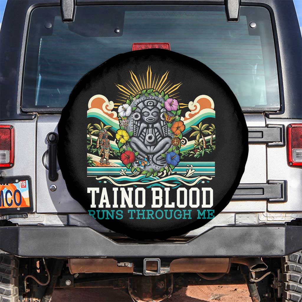 Indigenous Taino Warrior Puerto Rico Carribbean Culture Spare Tire Cover Taino Blood Runs Through Me - Wonder Print Shop
