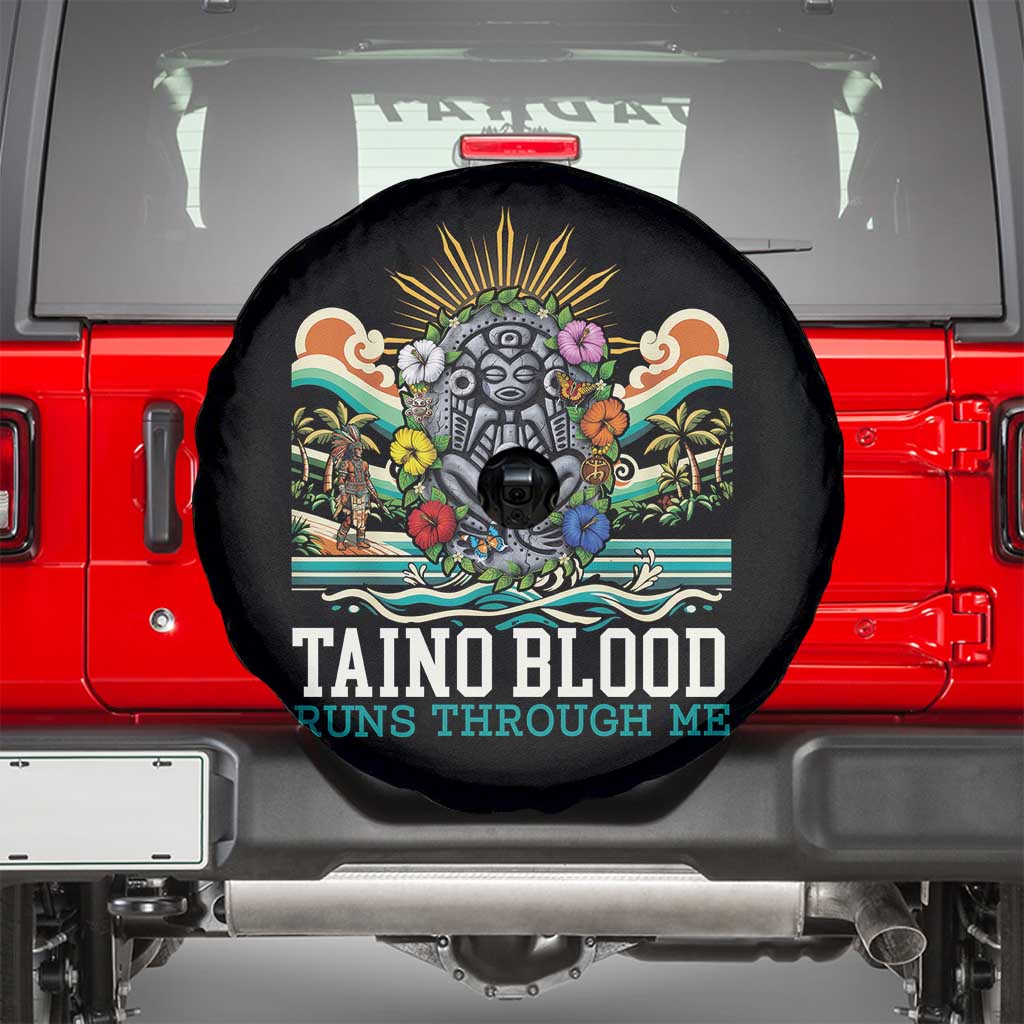 Indigenous Taino Warrior Puerto Rico Carribbean Culture Spare Tire Cover Taino Blood Runs Through Me - Wonder Print Shop