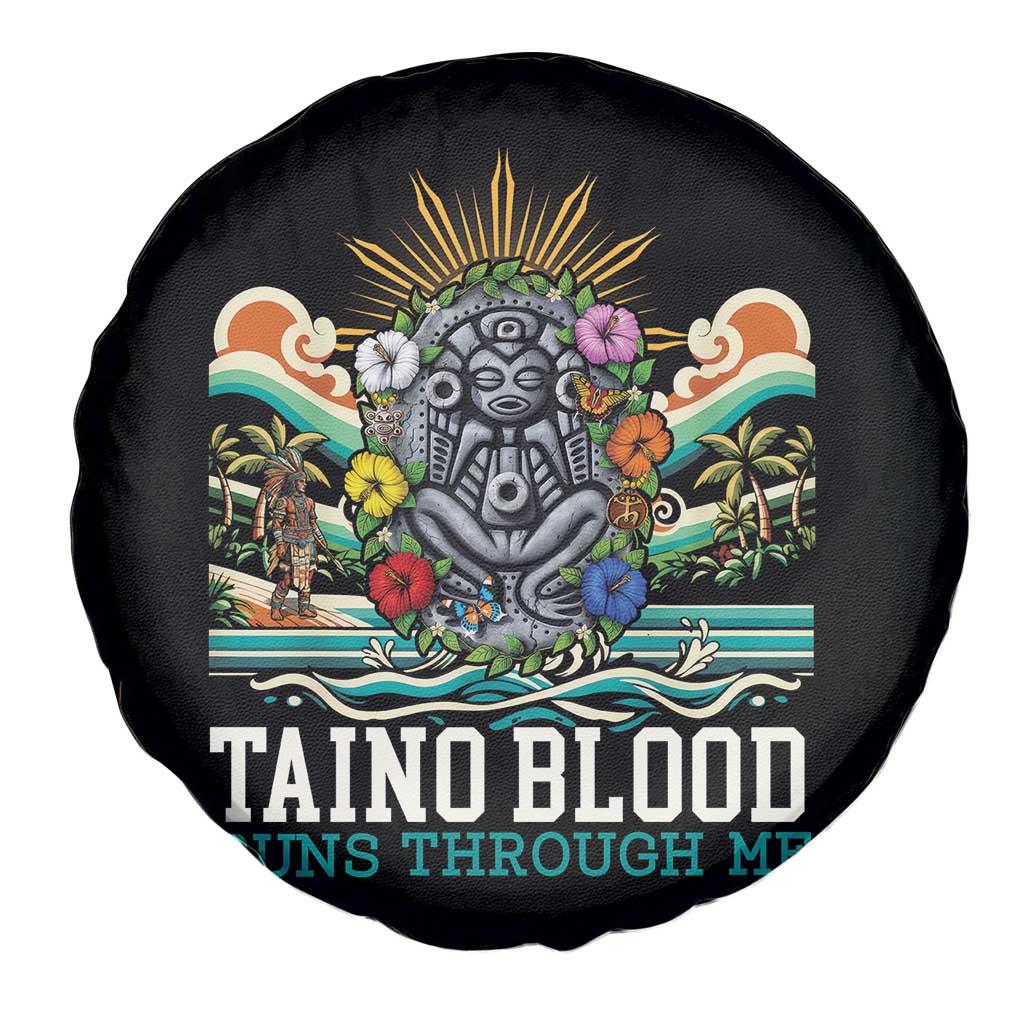 Indigenous Taino Warrior Puerto Rico Carribbean Culture Spare Tire Cover Taino Blood Runs Through Me - Wonder Print Shop