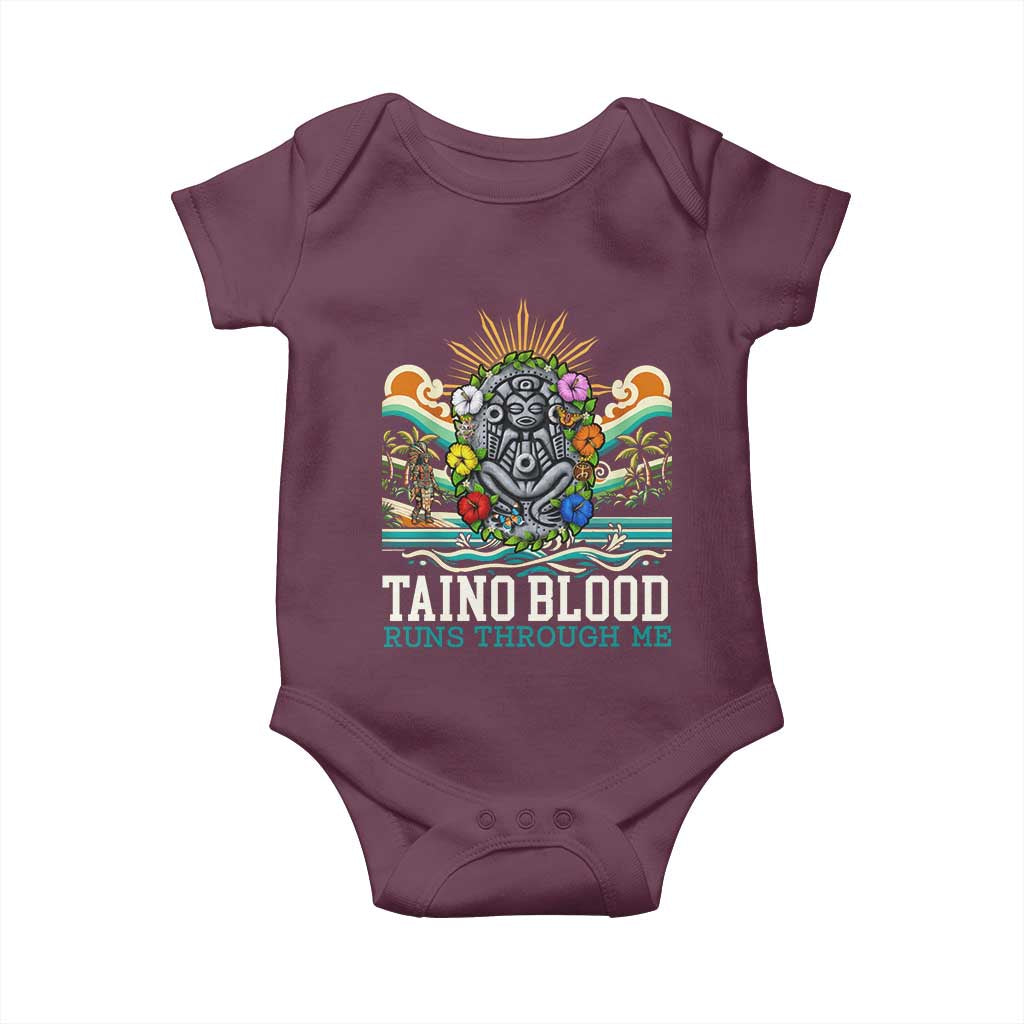 Indigenous Taino Warrior Puerto Rico Carribbean Culture Baby Onesie Taino Blood Runs Through Me - Wonder Print Shop