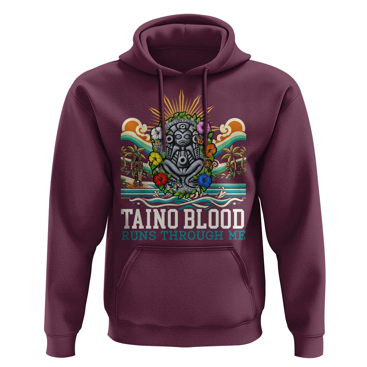 Indigenous Taino Warrior Puerto Rico Carribbean Culture Hoodie Taino Blood Runs Through Me - Wonder Print Shop