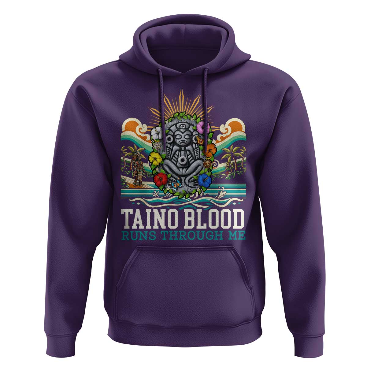 Indigenous Taino Warrior Puerto Rico Carribbean Culture Hoodie Taino Blood Runs Through Me - Wonder Print Shop