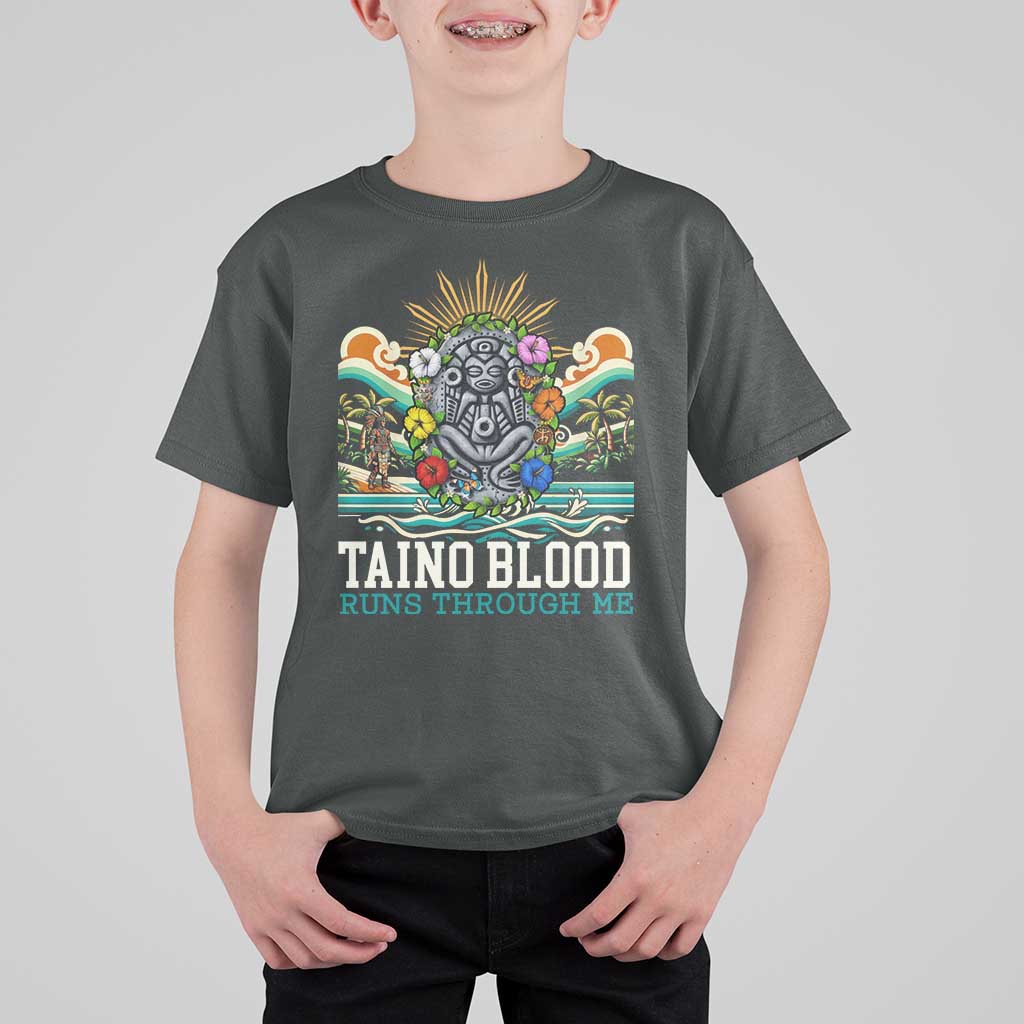Indigenous Taino Warrior Puerto Rico Carribbean Culture T Shirt For Kid Taino Blood Runs Through Me - Wonder Print Shop