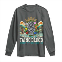 Indigenous Taino Warrior Puerto Rico Carribbean Culture Long Sleeve Shirt Taino Blood Runs Through Me - Wonder Print Shop