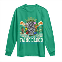 Indigenous Taino Warrior Puerto Rico Carribbean Culture Long Sleeve Shirt Taino Blood Runs Through Me - Wonder Print Shop