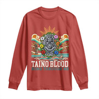 Indigenous Taino Warrior Puerto Rico Carribbean Culture Long Sleeve Shirt Taino Blood Runs Through Me - Wonder Print Shop