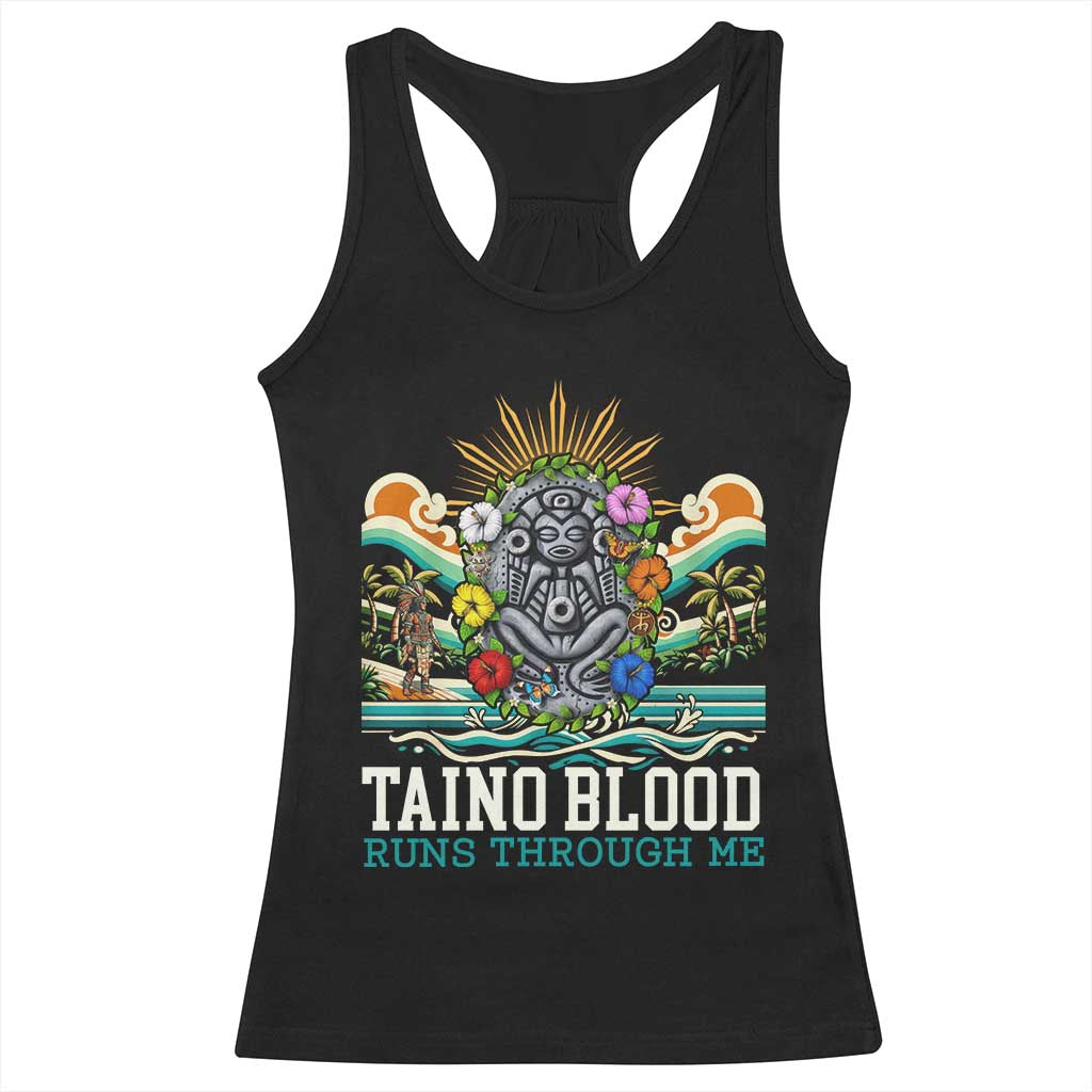 Indigenous Taino Warrior Puerto Rico Carribbean Culture Racerback Tank Top Taino Blood Runs Through Me - Wonder Print Shop
