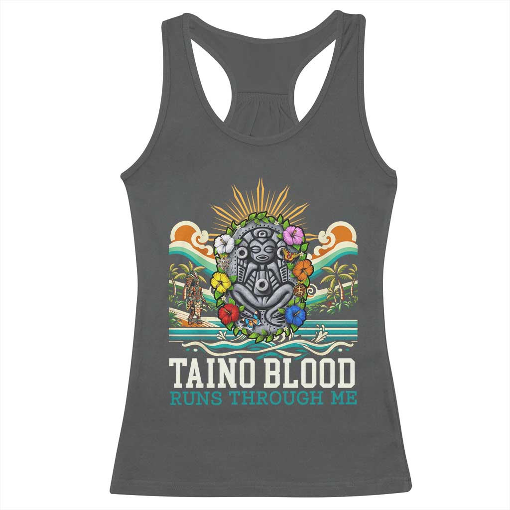 Indigenous Taino Warrior Puerto Rico Carribbean Culture Racerback Tank Top Taino Blood Runs Through Me - Wonder Print Shop