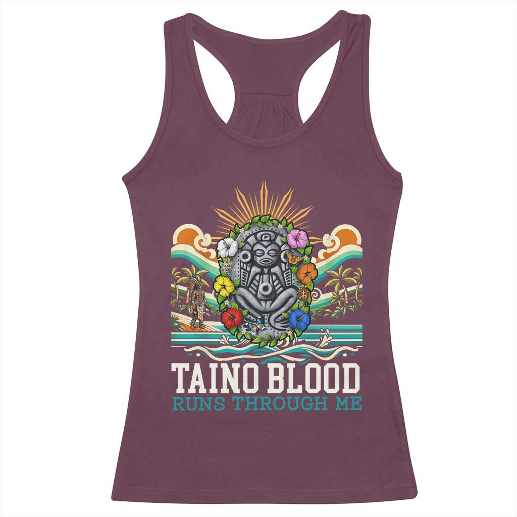 Indigenous Taino Warrior Puerto Rico Carribbean Culture Racerback Tank Top Taino Blood Runs Through Me - Wonder Print Shop