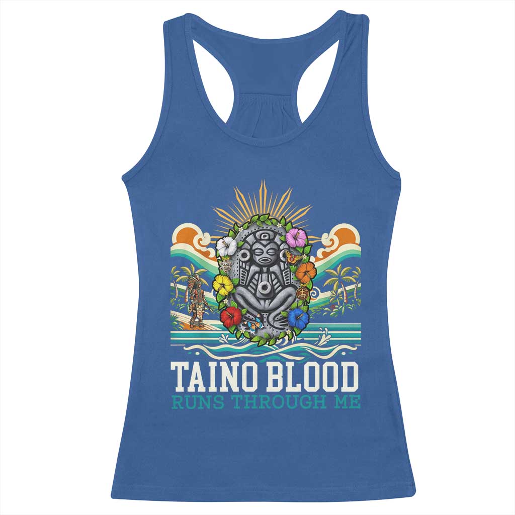 Indigenous Taino Warrior Puerto Rico Carribbean Culture Racerback Tank Top Taino Blood Runs Through Me - Wonder Print Shop