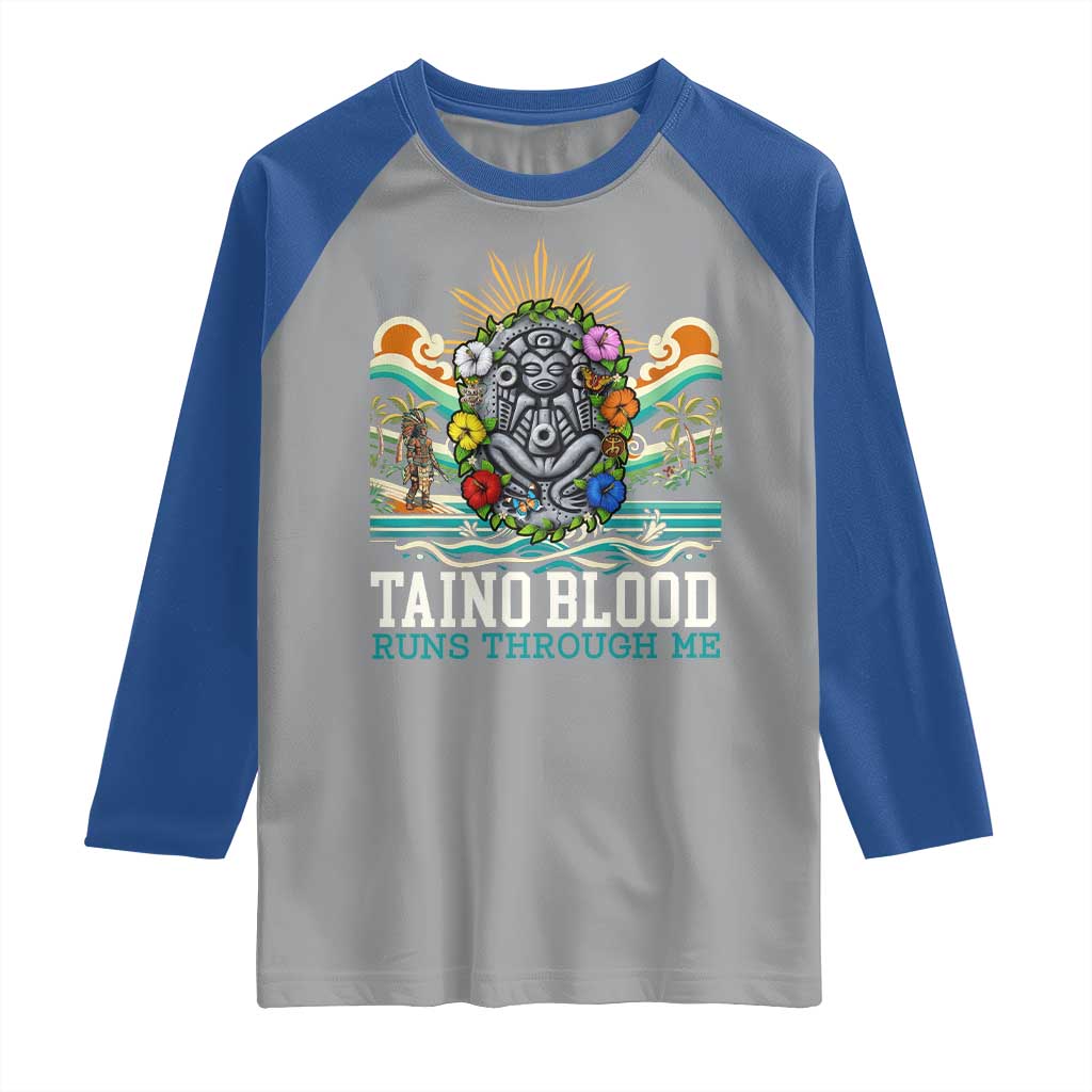Indigenous Taino Warrior Puerto Rico Carribbean Culture Raglan Shirt Taino Blood Runs Through Me - Wonder Print Shop