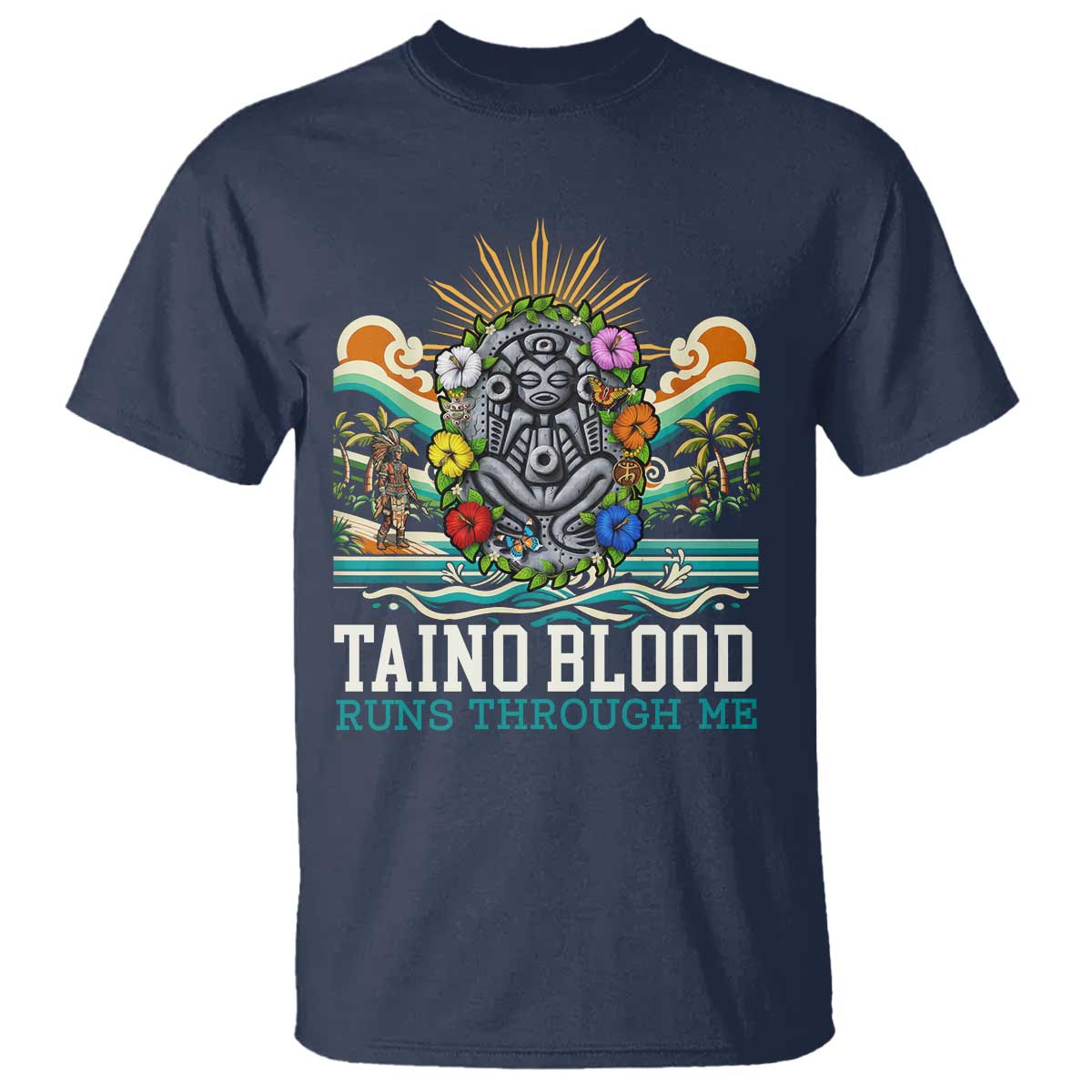 Indigenous Taino Warrior Puerto Rico Carribbean Culture T Shirt Taino Blood Runs Through Me - Wonder Print Shop