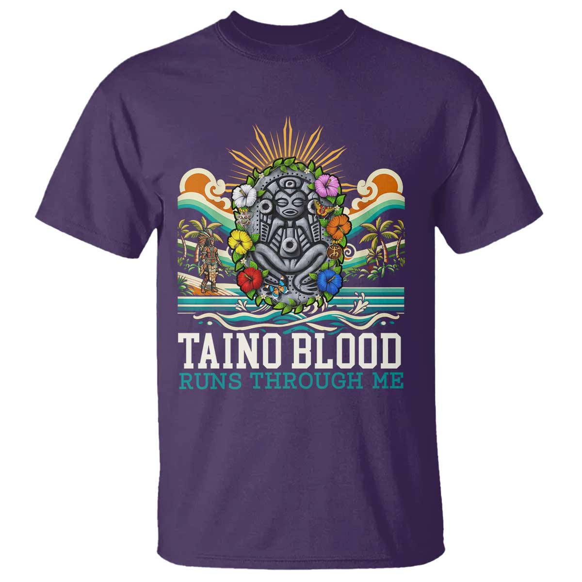 Indigenous Taino Warrior Puerto Rico Carribbean Culture T Shirt Taino Blood Runs Through Me - Wonder Print Shop