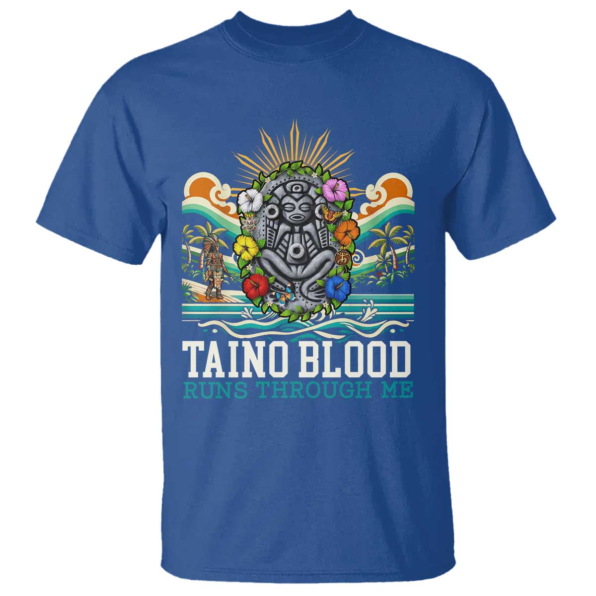 Indigenous Taino Warrior Puerto Rico Carribbean Culture T Shirt Taino Blood Runs Through Me - Wonder Print Shop