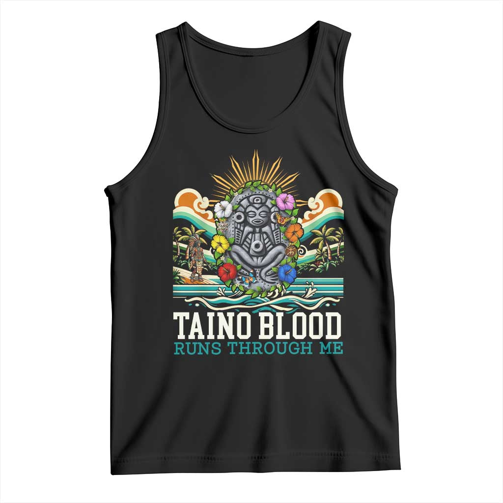 Indigenous Taino Warrior Puerto Rico Carribbean Culture Tank Top Taino Blood Runs Through Me - Wonder Print Shop