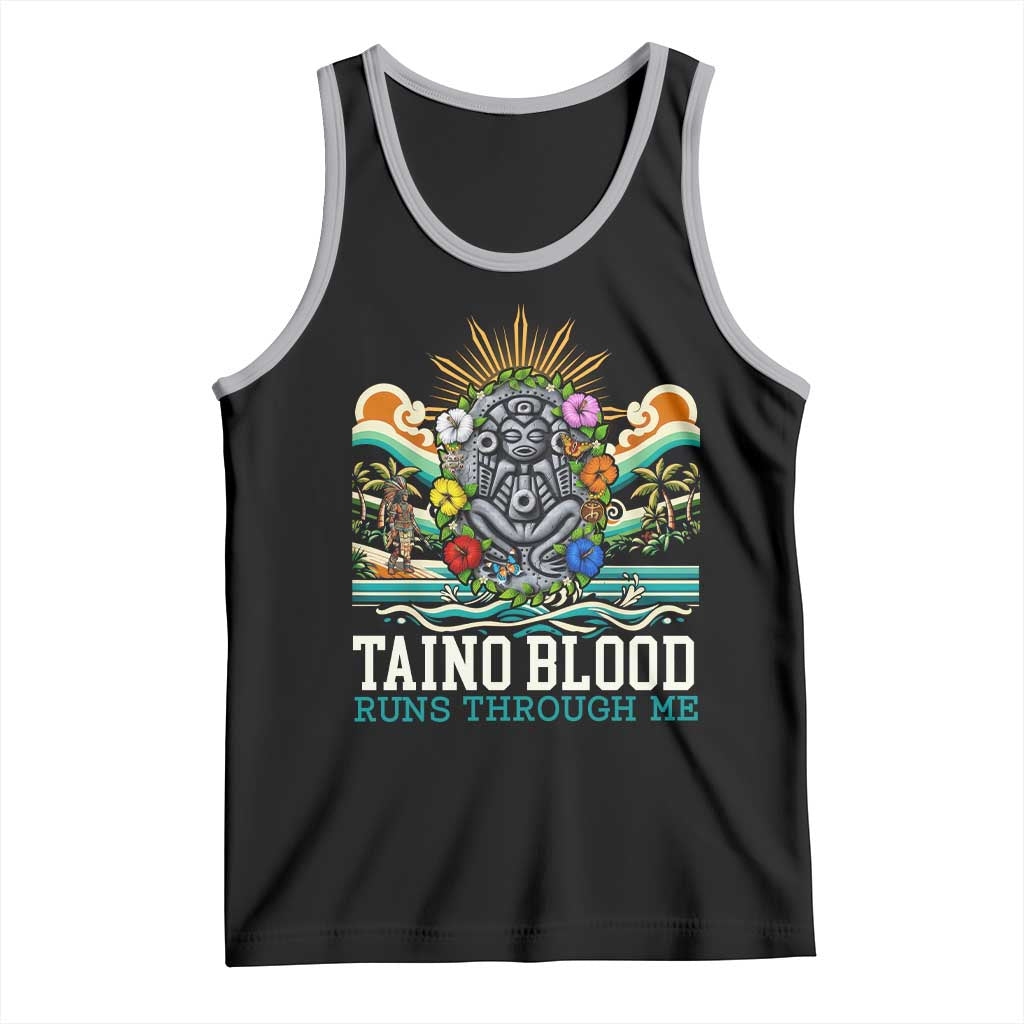 Indigenous Taino Warrior Puerto Rico Carribbean Culture Tank Top Taino Blood Runs Through Me - Wonder Print Shop